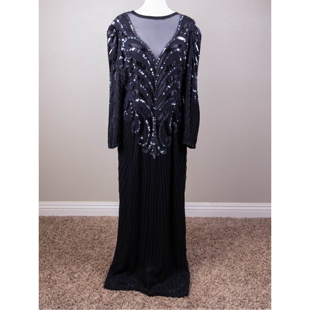 Designer Vintage Silk Beaded Formal Dress — Lillie Rubin — Size M